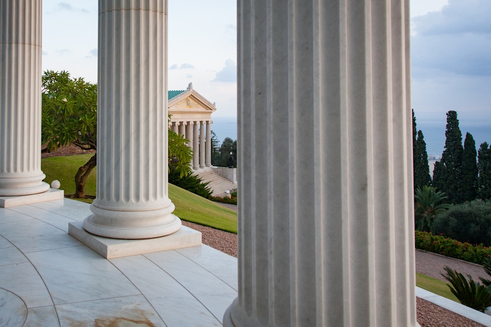 Solid structural marble columns — the smallest piece five centimetres thick.