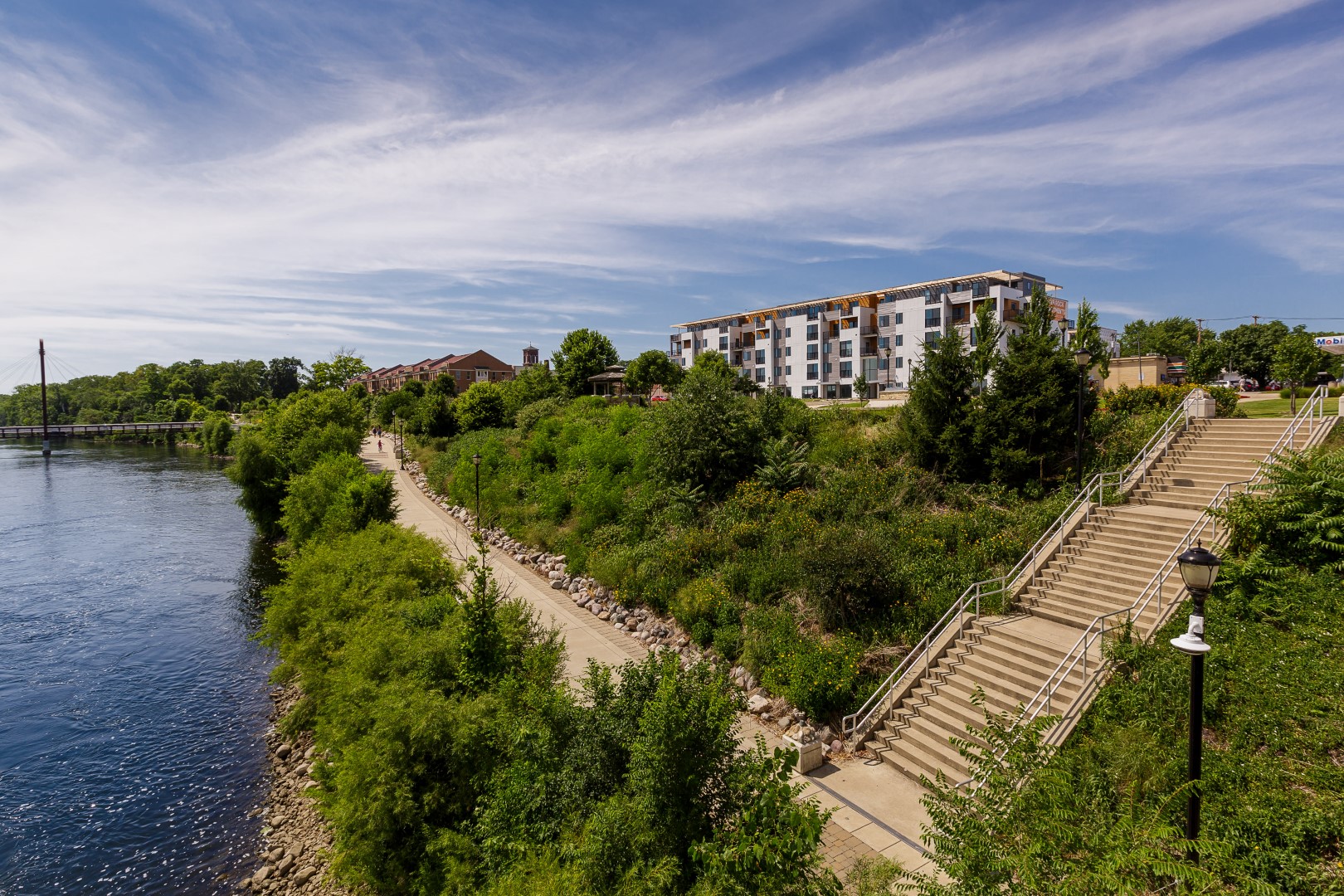River Rock on the St. Joseph River, downtown Mishawaka — the first new residential building downtown in twenty years.