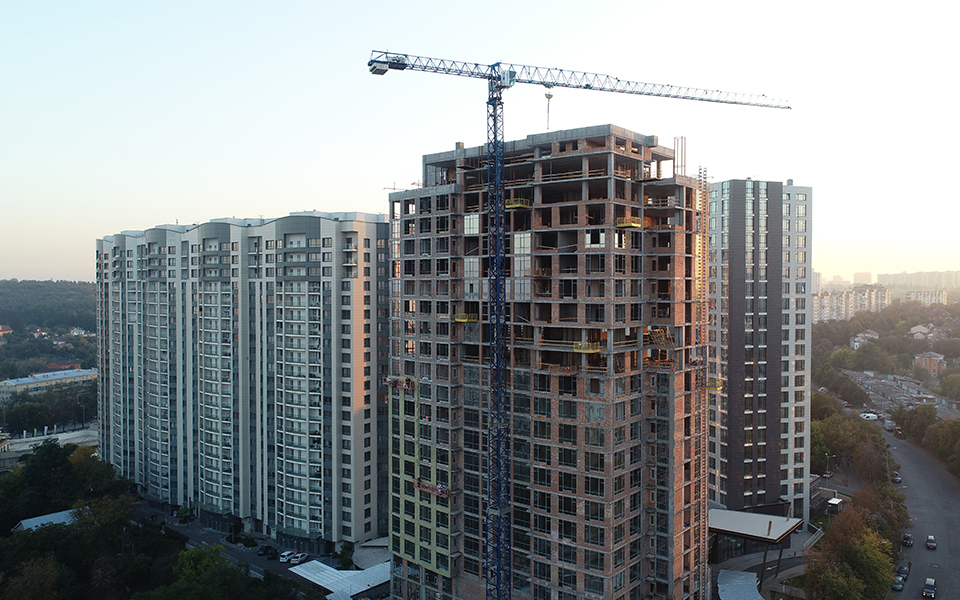 Under construction — the structure going up